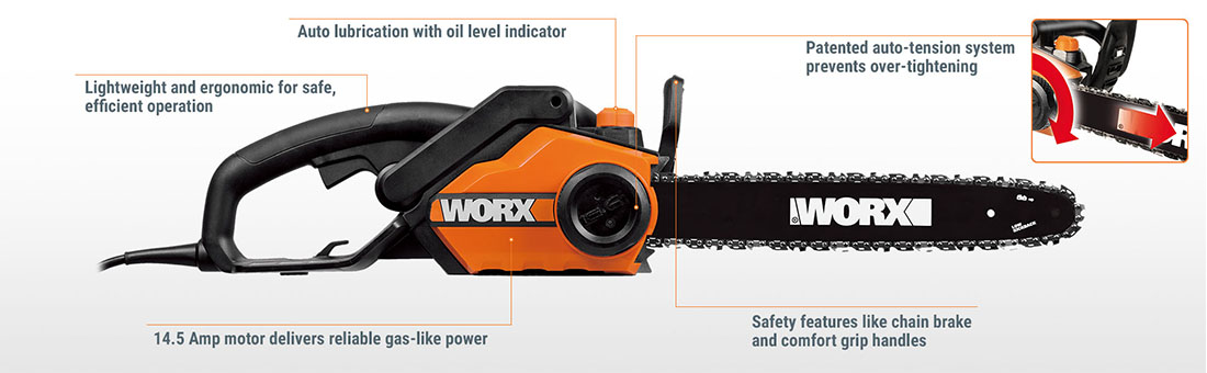 Worx 16 in. 14.5 Amp Electric Chainsaw-WG303.1 - The Home Depot